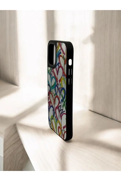 DUBİGOLD İPHONE 12 UYUMLU KALP DESENLİ AYNALI TELEFON KILIFI - 3