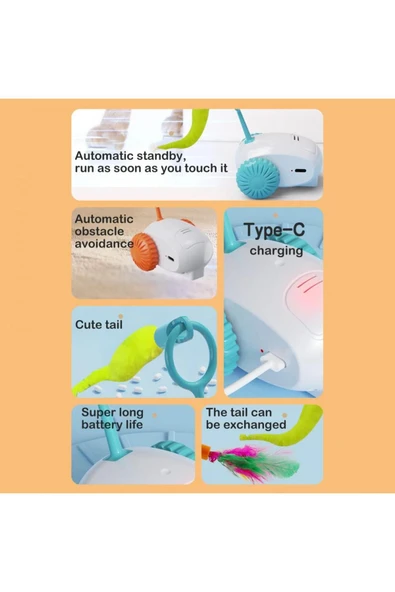 Hareketli Robot İnteraktif Kedi Oyuncağı Tüylü Araba - 7