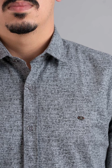 SLİMFİT ERKEK DOKULU KIŞLIK GİZLİ DÜĞMELİ GÖMLEK - 4