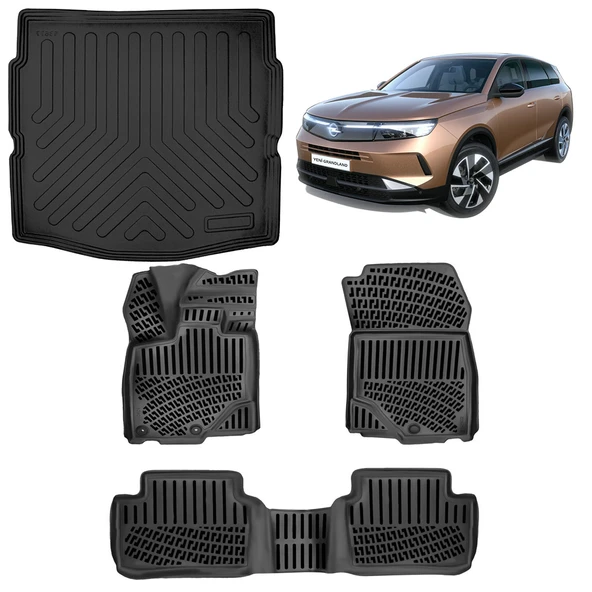 Rizline Opel Grandland MHEV Hybrit 2025 ve Sonrası 3D Havuzlu Paspas ve Alt  Bagaj Havuzu Set ürün görseli