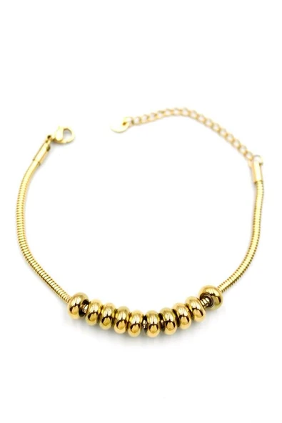 Halkalı Yılan Zincir Bileklik - Altın - Resim 2