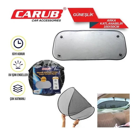 CARUB Güneşlik Perde Arka Oval Vantuzlu 100X50 - 2