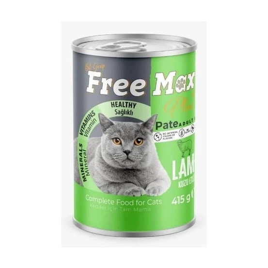 Free Max Kuzu Etli Yetişkin Kedi Konservesi 415gr x 12