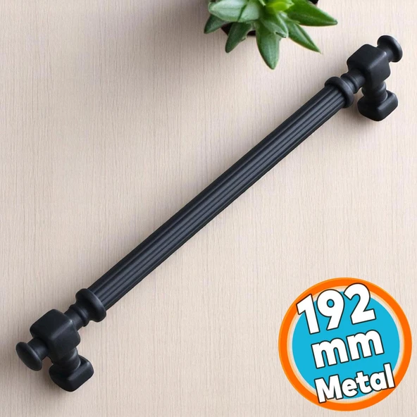 Mutfak Dolap Çekmece Mobilya Dolabı Kapak Kulpları Mat Siyah Çizgili Metal Kulp 192 mm 19.2 cm ürün görseli