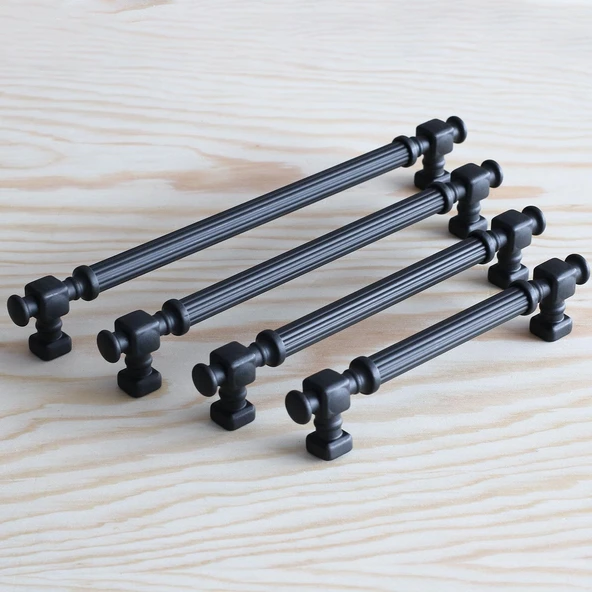 Mutfak Dolap Çekmece Mobilya Dolabı Kapak Kulpları Mat Siyah Çizgili Metal Kulp 192 mm 19.2 cm - Resim 5