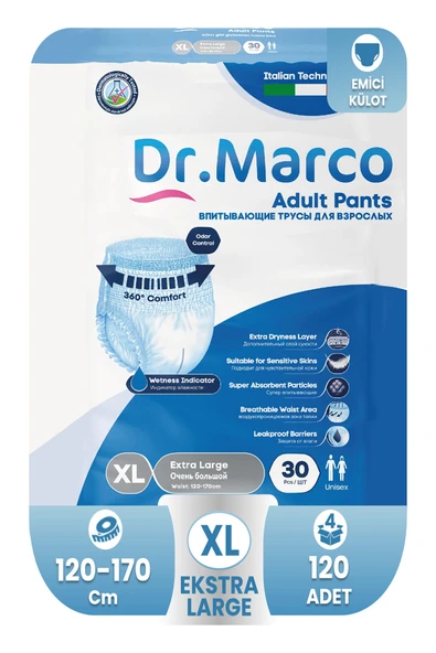 Dr. Marco Emici Külot Ekstra Büyük Boy XL 30'lu 4 Adet Hasta Bezi