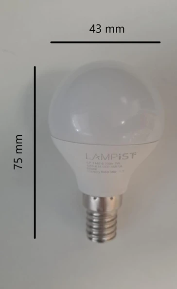LAMPİST E14 DUY TOP LED AMPUL 5W 580 LM BEYAZ IŞIK 6500K G45 - Resim 3