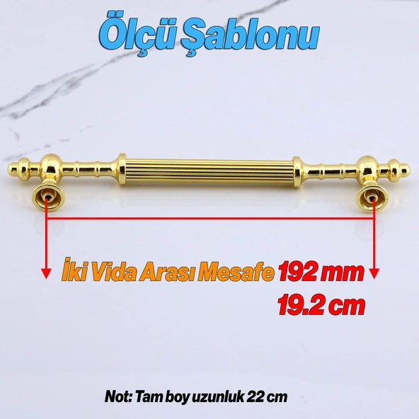 Mobilya Çekmece Mutfak Dolabı Dolap Kulpları Kulbu Kulpu Altın Gold Metal Kulp 192 mm- 19.2 cm - Resim 2