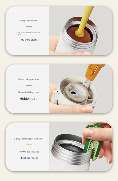 3'ü 1 Arada Uzun Saplı Temizleme Fırçası Seti - Sarı ve Vantuzlu Boru Fırçası - Resim 11