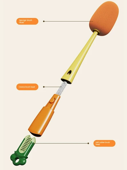 3'ü 1 Arada Uzun Saplı Temizleme Fırçası Seti - Sarı ve Vantuzlu Boru Fırçası - Resim 3
