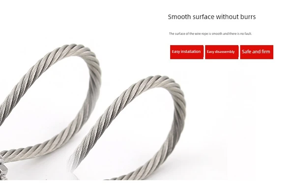 304 Paslanmaz Çelik Esnek Tel Halat Çamaşır İpi - 2.5mm 100m 7x7 - Resim 9