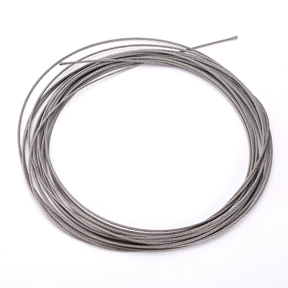 304 Paslanmaz Çelik Esnek Tel Halat Çamaşır İpi - 2.5mm 100m 7x7 - Resim 5