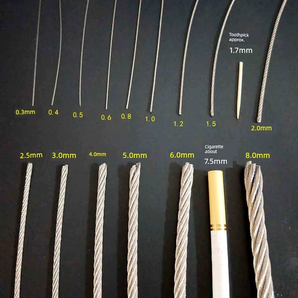 304 Paslanmaz Çelik Esnek Tel Halat Çamaşır İpi - 2.5mm 100m 7x7 - Resim 2