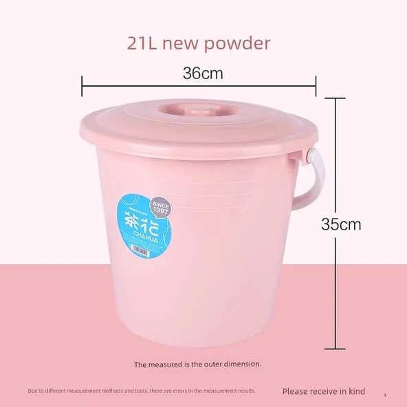 21L Kapaklı Büyük Boy Plastik Su Kovası - Pembe