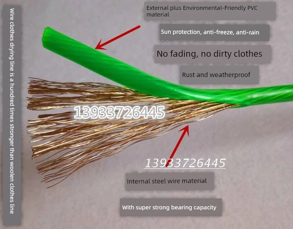 Plastik Kaplı Çelik Halat Çamaşır İpi - 5mm - 12 Metre - 4