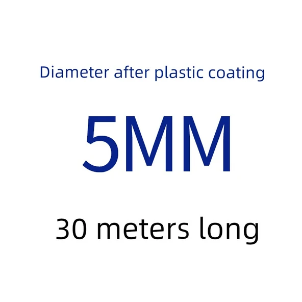 304 Paslanmaz Çelik Çamaşır İpi - Bordo 5mm Plastik Sargılı 30m