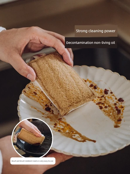 Mutfak Fırça Seti - Kabak Lifi ve 2 Yağsız Bulaşık Bezi - Resim 3