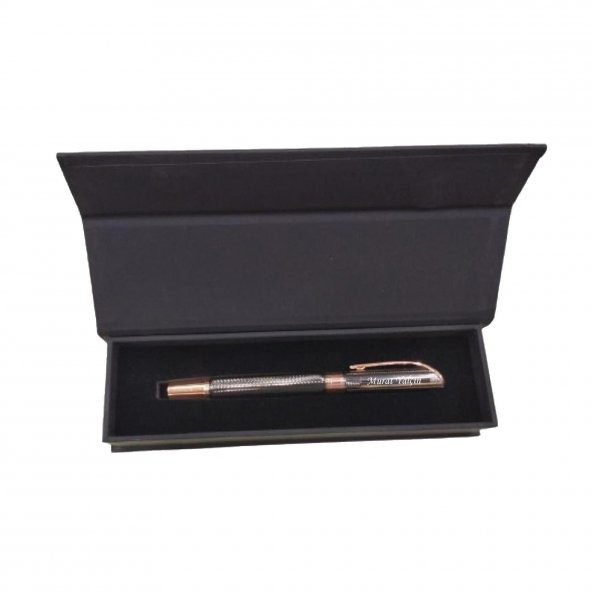İsme Kişiye Özel Kutulu Rose Füme Kapaklı Metal Roller Kalem - 2