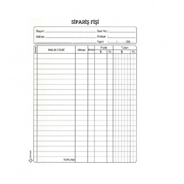 Sipariş Fişi Otokopili A5 Gürmat Otokopili Sipariş Fişi 14x20 3 Adet - 3