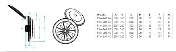 Fanex Kapaklı ve Flanşlı Aksiyal Aspiratör Havalandırma Fan 200mm - Resim 3