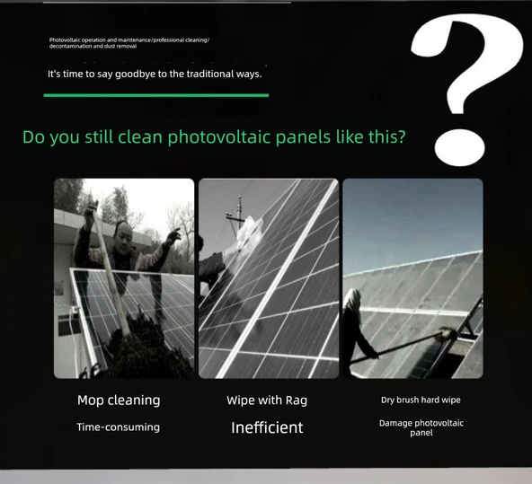 Fotovoltaik Panel Temizleme Fırçası - Sarı Çift Başlıklı Kesik Fırça + Sol ve Sağ Konnektörler - 7