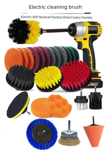 Çok Yüzeyli Temizleme Fırçası Seti - Mavi (37 Parça Matkapsız Set) - 2