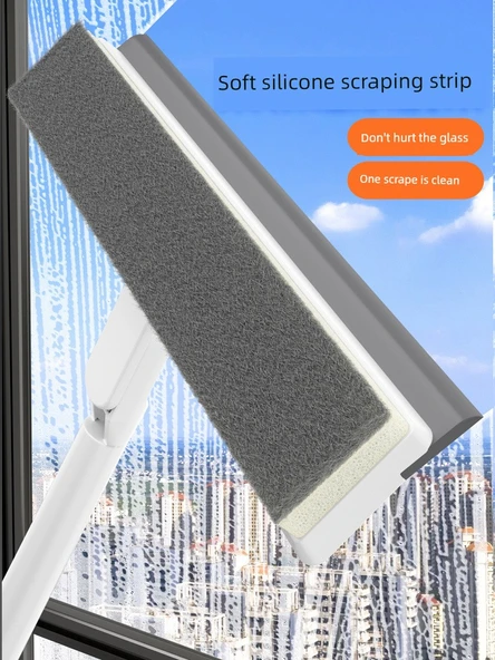 Cam Sileceği - 33cm Uzatma Çubuklu, 2 Pamuk Başlıklı, Çift Amaçlı - 3