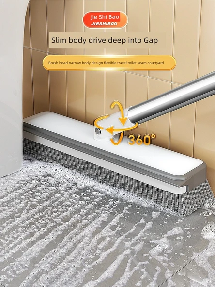 4 Parça Zemin Fırçası + Sihirli Süpürge + 2 Duvar Klipsi - Banyo Tuvalet Fırçası Seti - Resim 2