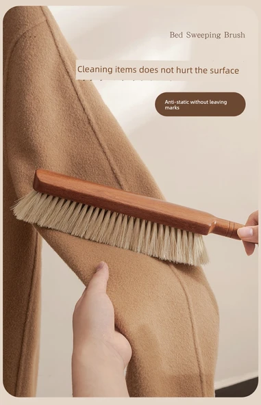 Sandal Ağacı Büyük Yünlü Yatak Fırçası - Yatak Süpürme Fırçası - Resim 9