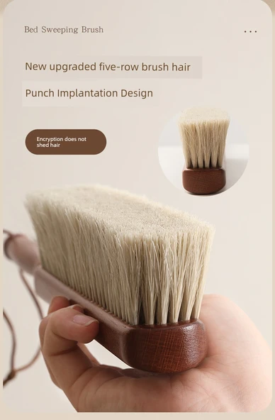 Sandal Ağacı Büyük Yünlü Yatak Fırçası - Yatak Süpürme Fırçası - Resim 7