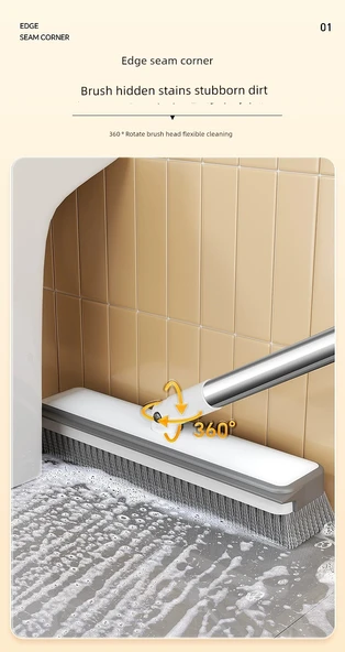 4 Parça Zemin Fırçası + Sihirli Süpürge + 2 Duvar Klipsi - Banyo Tuvalet Fırçası Seti - Resim 9