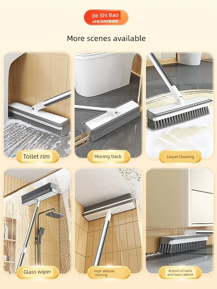 4 Parça Zemin Fırçası + Sihirli Süpürge + 2 Duvar Klipsi - Banyo Tuvalet Fırçası Seti - Resim 5