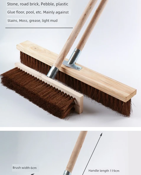 Uzun Saplı Yer Temizleme Fırçası - Suni Kıl 37cm Fırça Başlığı + Demir Parçalar (Sap Dahil Değil) - 7
