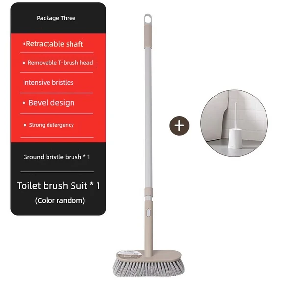 Uzun Saplı Sert Kıllı Banyo Yer Fırçası + Tuvalet Fırçası
