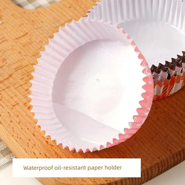 Yüksek Isıya Dayanıklı Yapışmaz Kek Kağıdı - Yuvarlak B Kırmızı Izgara 100 Adet - Resim 5