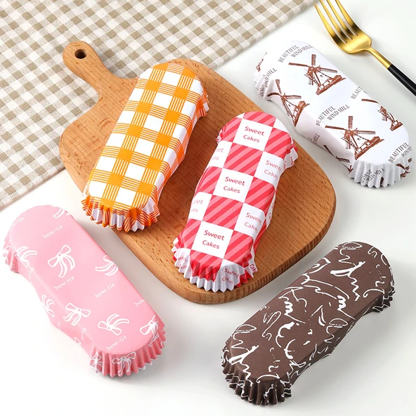 Yüksek Isıya Dayanıklı Yapışmaz Kek Kağıdı - Yuvarlak B Kırmızı Izgara 100 Adet - Resim 3