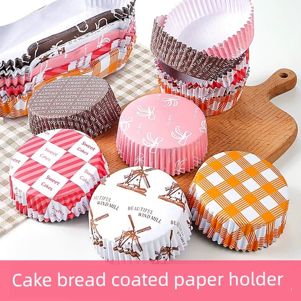 Yüksek Isıya Dayanıklı Yapışmaz Kek Kağıdı - Yuvarlak B Kırmızı Izgara 100 Adet - Resim 2