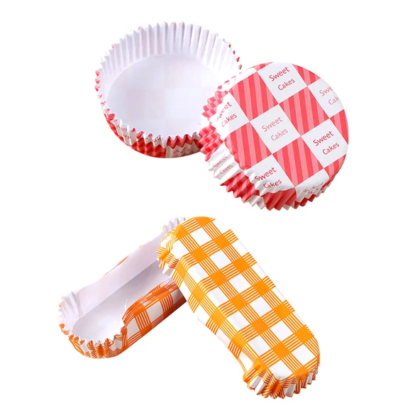 Yüksek Isıya Dayanıklı Yapışmaz Kek Kağıdı - Yuvarlak B Kırmızı Izgara 100 Adet - Resim 6