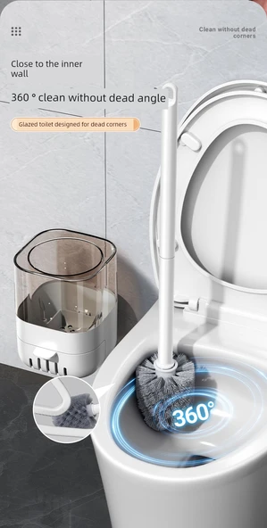 Duvara Monte Tuvalet Fırçası Seti - Sessiz Gri - Zemin/Duvar Kullanım - Güçlü İz Bırakmayan Yapıştırıcı 2 Adet - Resim 10