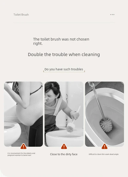 Uzun Teleskopik Yumuşak Kauçuk Tuvalet Fırçası - Beyaz Kıl Fırçalı [Standart] 2'li Paket - Resim 9