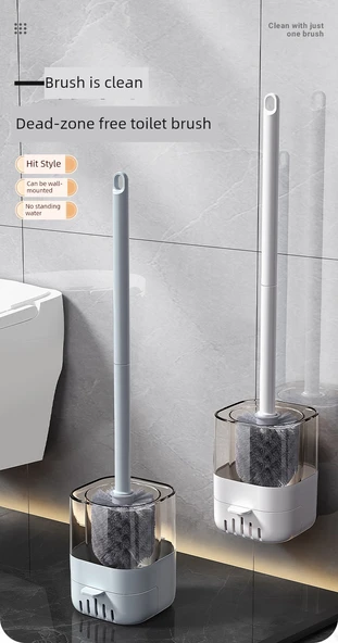 Duvara Monte Tuvalet Fırçası Seti - Sessiz Gri - Zemin/Duvar Kullanım - Güçlü İz Bırakmayan Yapıştırıcı 2 Adet - Resim 6