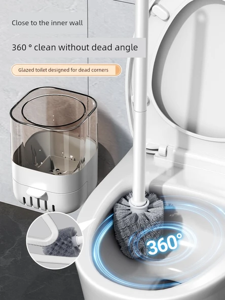 Duvara Monte Tuvalet Fırçası Seti - Sessiz Gri - Zemin/Duvar Kullanım - Güçlü İz Bırakmayan Yapıştırıcı 2 Adet - Resim 2