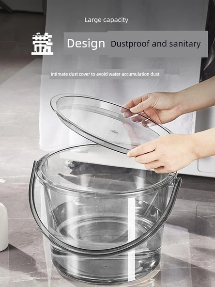 Plastik Su Kovası - Kapaklı Şeffaf, Kalınlaştırılmış, Düşmeye Karşı Dayanıklı 14L - 4