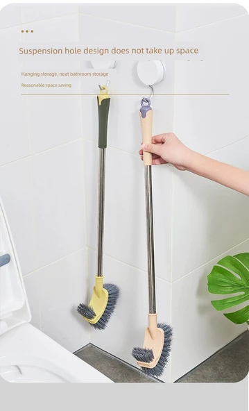 Duvara Monte Uzun Saplı Tuvalet Fırçası Seti - Kare Pembe 2'li Paket - Resim 10