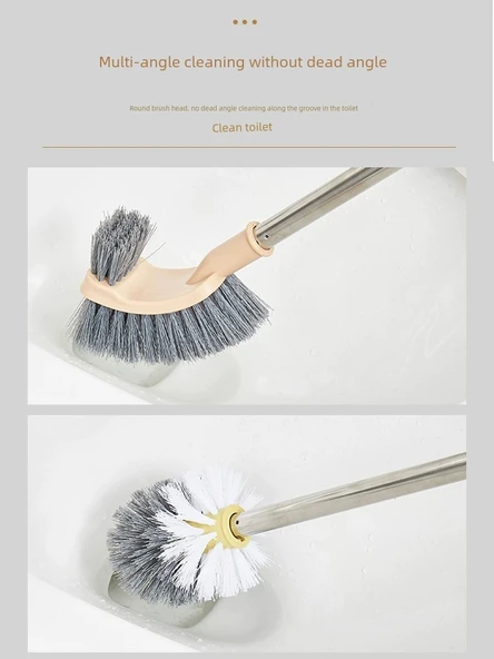 Duvara Monte Uzun Saplı Tuvalet Fırçası Seti - Kare Pembe 2'li Paket - Resim 4