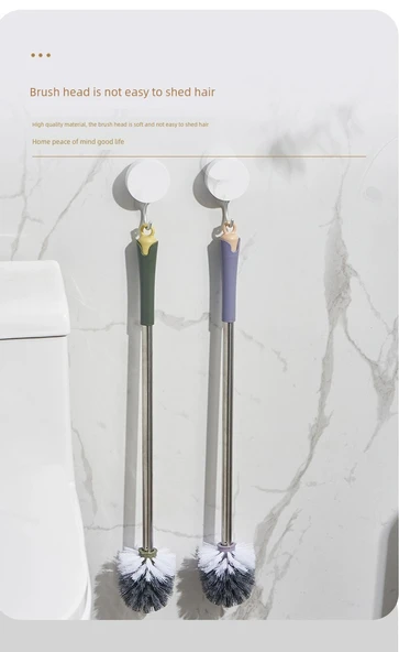 Duvara Monte Uzun Saplı Tuvalet Fırçası Seti - Kare Pembe 2'li Paket - Resim 12