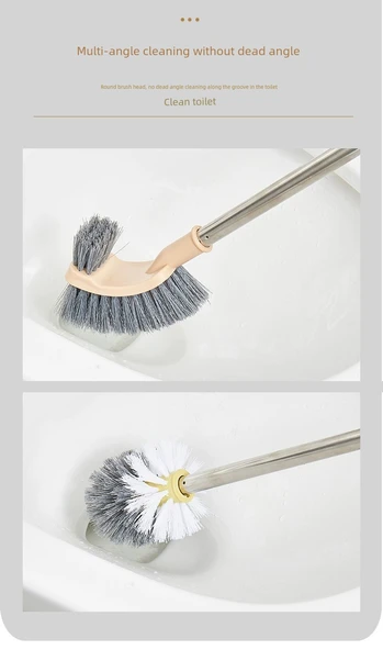 Duvara Monte Uzun Saplı Tuvalet Fırçası Seti - Kare Pembe 2'li Paket - Resim 11