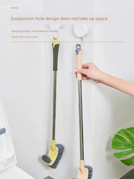 Duvara Monte Uzun Saplı Tuvalet Fırçası Seti - Kare Pembe 2'li Paket - Resim 3