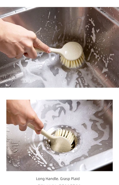 Mutfak Lavabo Ocak Bulaşık Fırçası - Tencere Fırçası 1'li Paket + L Mavi Eldiven + Siyah Kavisli Kürek - Resim 12