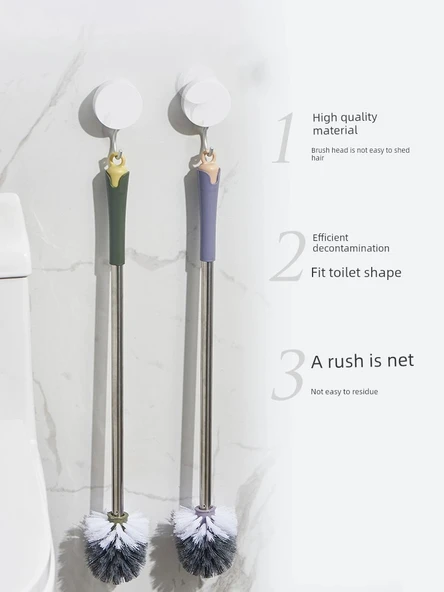 Duvara Monte Uzun Saplı Tuvalet Fırçası Seti - Kare Pembe 2'li Paket - Resim 6